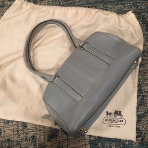 Coach Hamilton sky blue pebbled leather satchel